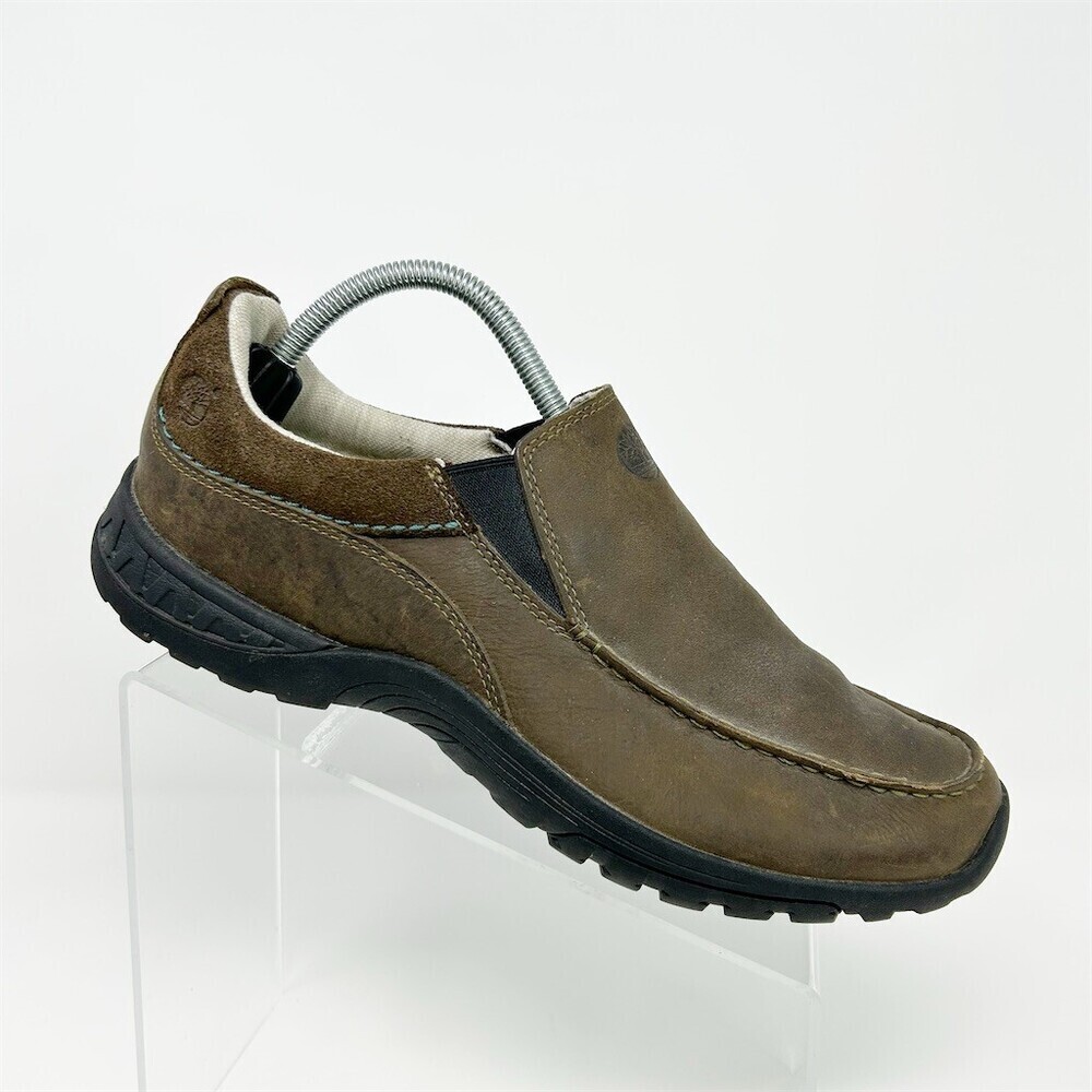 Timberland Men's Loafers Brown Leather Slip-On Moc Toe Casual Shoes Size 9.5
